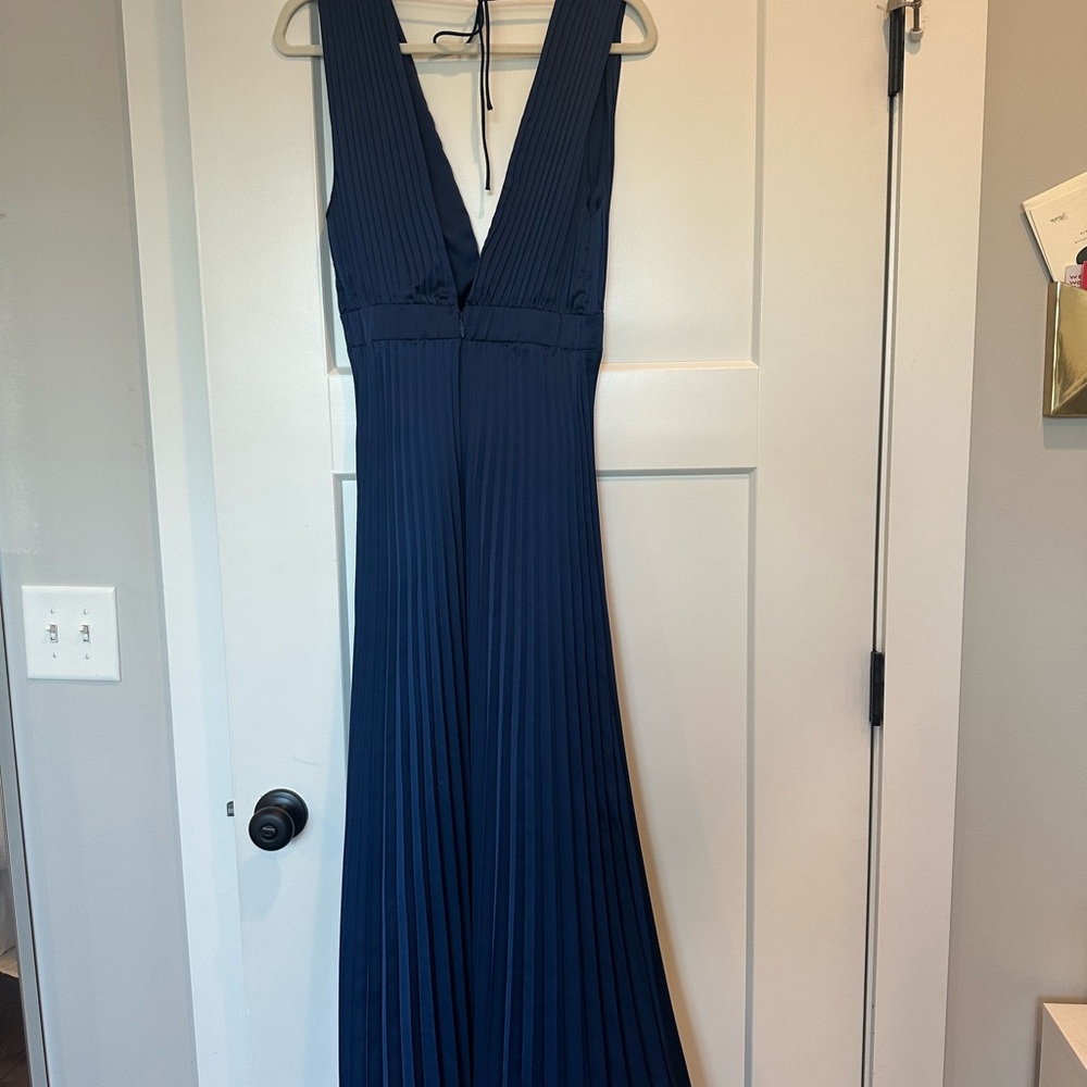 Abercrombie Sleeveless Deep V Pleated Navy Women’s Dress